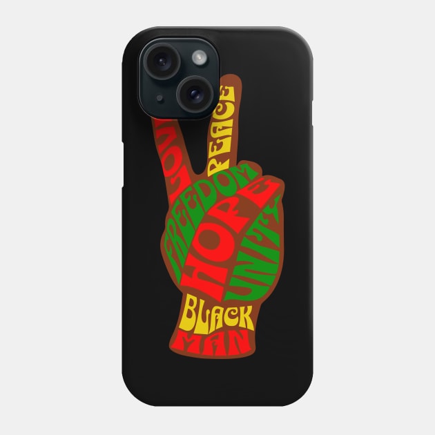 Unity in Diversity: Celebrating Love, Peace, Freedom, unity and Black Men | Hand In The Shape Of A Peace Sign Phone Case by Harlems Gee