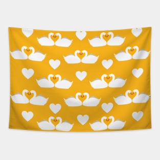white swans love hearts Tapestry