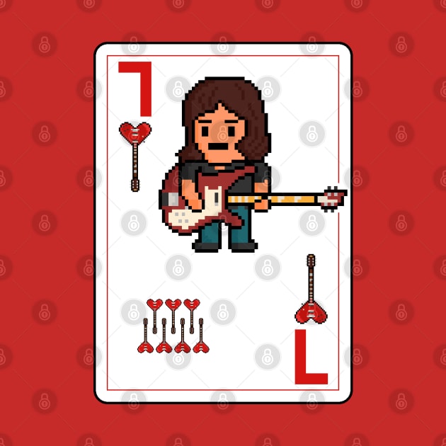 Pixelrockstars Seven of Hearts Playing Card by gkillerb