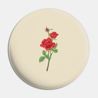 Red Rose Botanical Pin