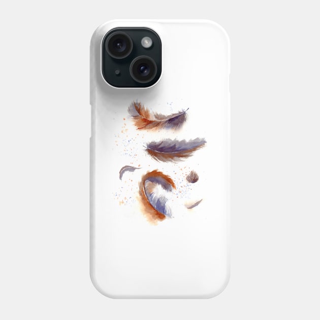 Watercolor falling feathers Phone Case by PaintsPassion