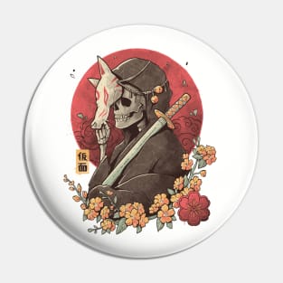 Oriental Death - Skull Sword Flowers Gift Pin