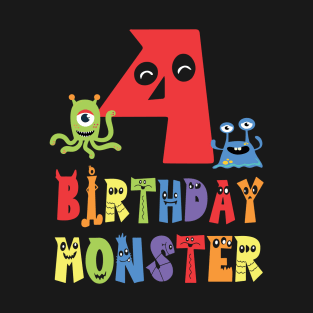 4th Birthday Monster Kid Alien Theme Child B-day Party product T-Shirt
