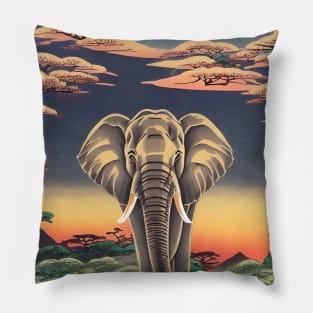 Vintage Elephant Lover in the Wildlife Jungle Pillow