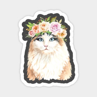 Cat with Beautiful Flower Crown Magnet