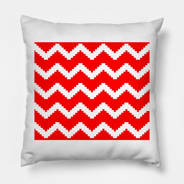 Zigzag geometric pattern - red and white. Pillow by kerens