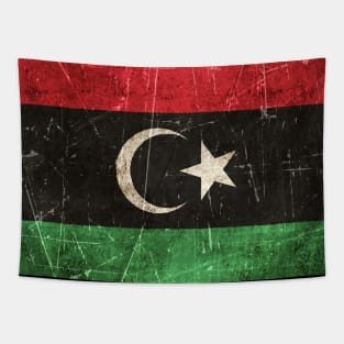 Vintage Aged and Scratched Libyan Flag Tapestry