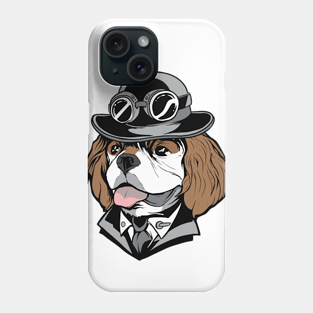 Cavalier King Charles Spaniel in Steampunk Outfit Phone Case by AJ techDesigns