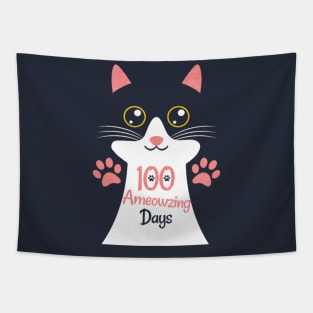 100 Ameowzing Days kawaii kitten cat lover Tapestry