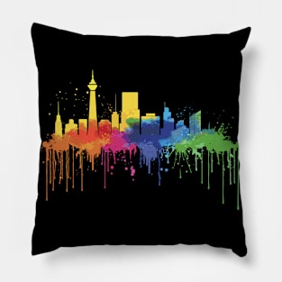 Urban Chromatic Skyline Pillow