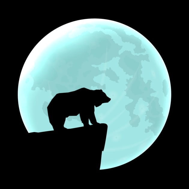 Bear Silhouette With Moon Gift by Aliaksandr