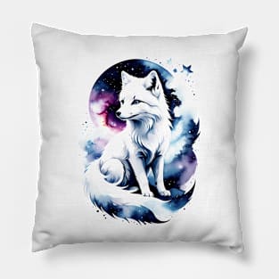 Arctic Fox in Nebula Pillow