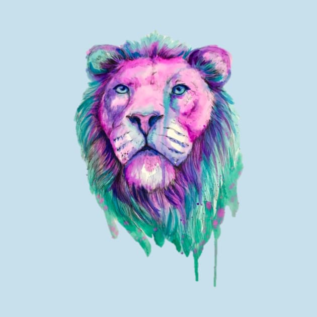 Psychedelic Watercolor Lion by artistlaurenpower