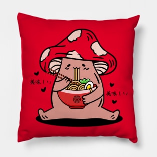 Kawaii Mushroom Eating Ramen Pillow