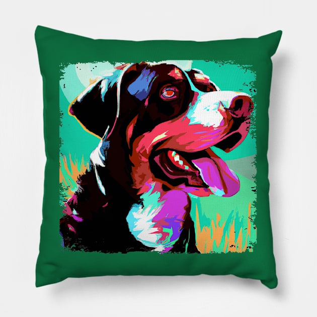 Greater Swiss Mountain Dog Pop Art - Dog Lover Gifts Pillow by PawPopArt