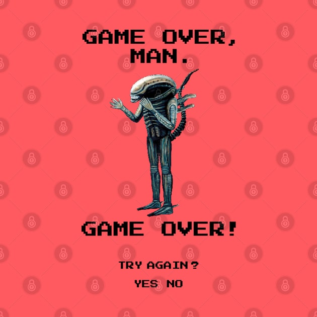 "Game over, man" in retro pixel art style by SPACE ART & NATURE SHIRTS 