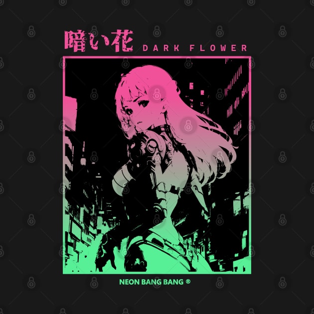 "Dark Flower" Cyberpunk Aesthetic Vaporwave Anime Manga Girl Japanese Streetwear by Neon Bang Bang