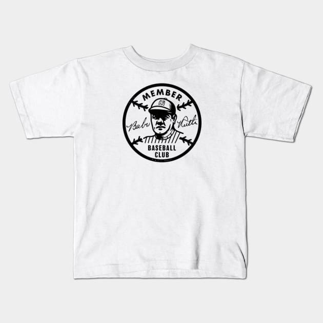 deadmansupplyco Babe Ruth Baseball Club Pin (Black) Kids T-Shirt