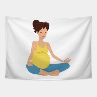 Pregnant women doing meditation Tapestry