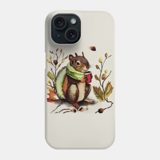 Squirrel Drinking Hot Drink / Autumn Moods Phone Case