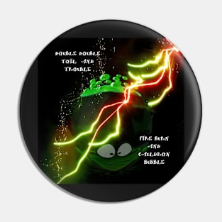 Halloween cauldron and frog Pin