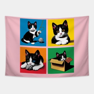 Bicolor Cat Pop Art - Cute Kitties Tapestry