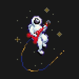 Rock Out Astronaut Pixel Art T-Shirt