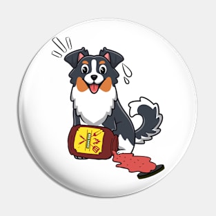 Funny Collie Dog spilled BBQ sauce Pin