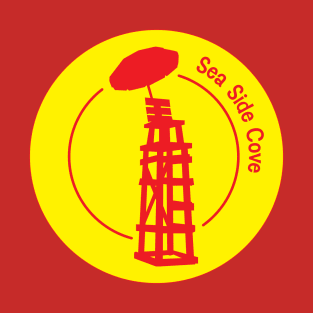 Sea Side Cove Lifeguard Logo Red and Yellow T-Shirt