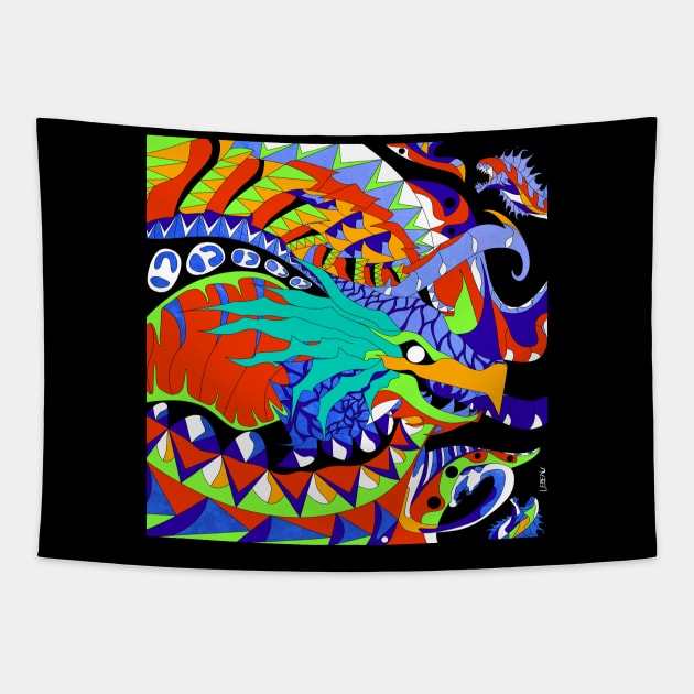 sea monster ecopop, the kaiju of the oceans Tapestry by jorge_lebeau