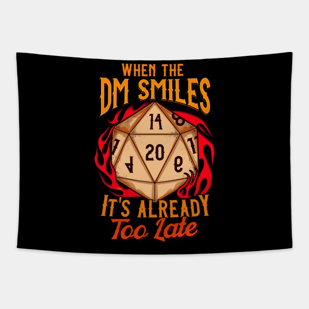 When the DM Smiles, It's Already Too Late Gaming Tapestry by theperfectpresents