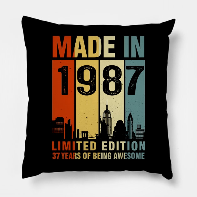 Made In 1987 37th Birthday 37 Years Old Pillow by Kontjo