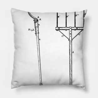 Gavel Fork Vintage Patent Hand Drawing Pillow