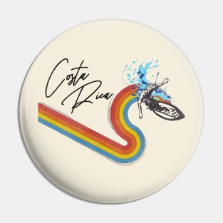 Retro 70s/80s Style Rainbow Surfing Wave Costa Rica Pin