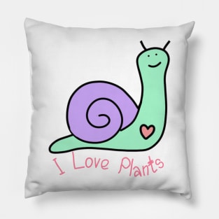 Cute I love plants snail Pillow