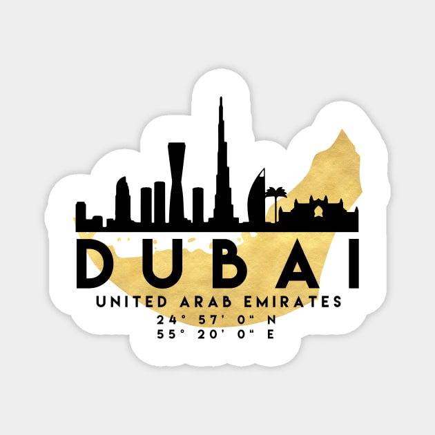 Dubai United Arab Emirates Skyline Map Art Magnet by deificusArt