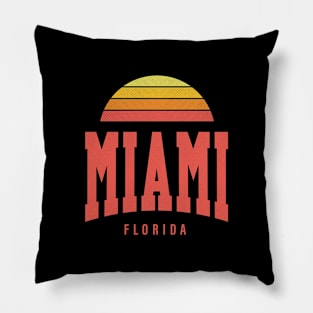 Miami, Florida - FL Retro Sunrise/Sunset Pillow