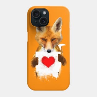 Fox holding a heart Phone Case