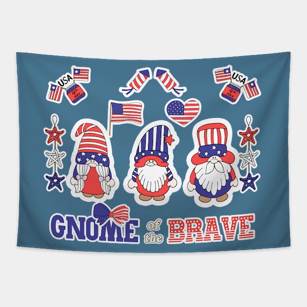 4th of July Gnomes Tapestry by Nixart