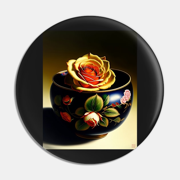 Rose Bowl Painting Pin by ArtShare