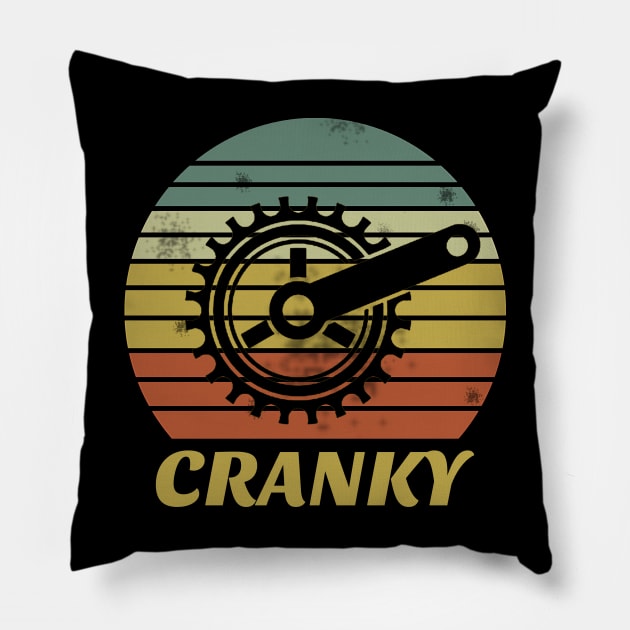 Bicycle Cranky Retro Vintage Gift For Cycling Lovers Pillow by Trendy_Designs