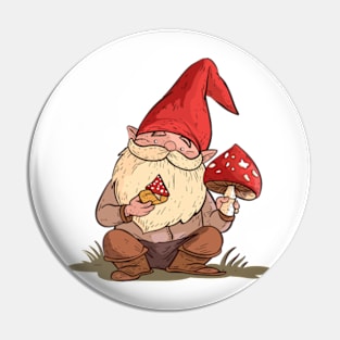 A cute gnome gathering mushrooms. Pin