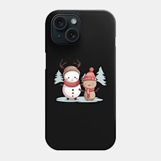 Christmas Cartoon Characters: Snowman as Reindeer & Reindeer as Snowman Phone Case