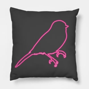 80s Retro Neon Sign Chickadee Pillow