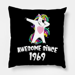 Awesome Since 1969 Birthday Dabbing Unicorn Pillow