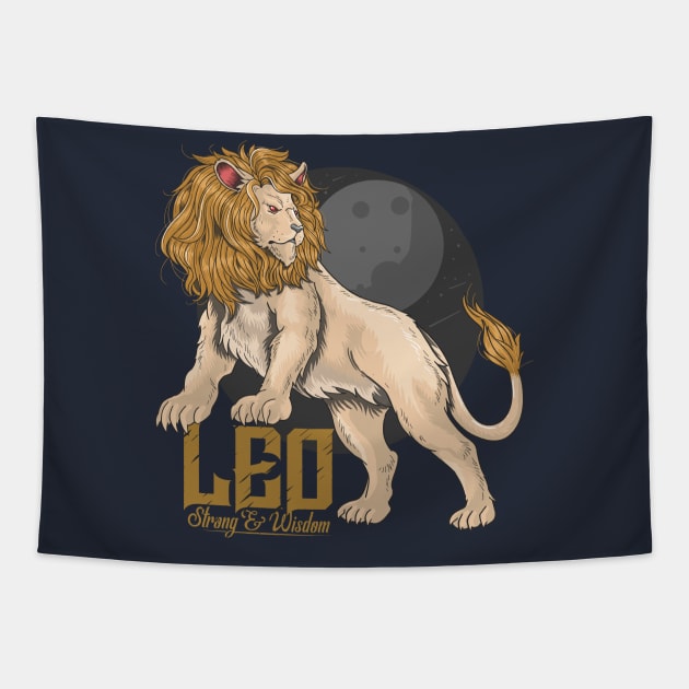 lion leo strong wisdom Tapestry by Mako Design 