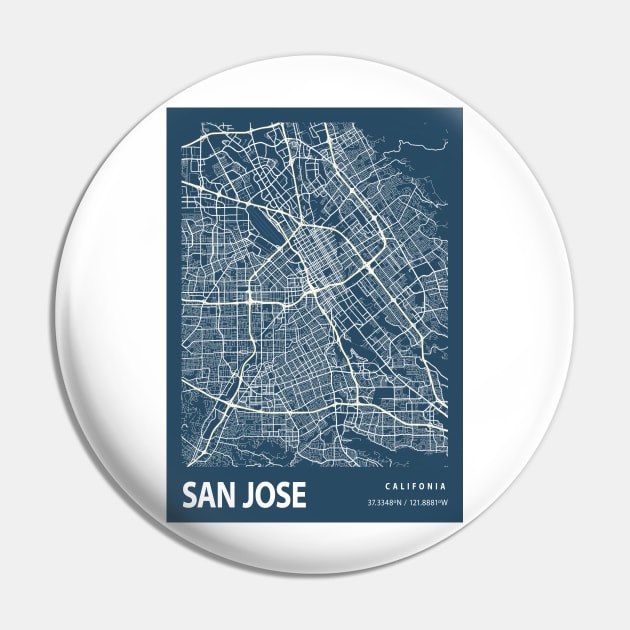 San Jose Blueprint Street Map, San Jose Colour Map Prints Pin by tienstencil