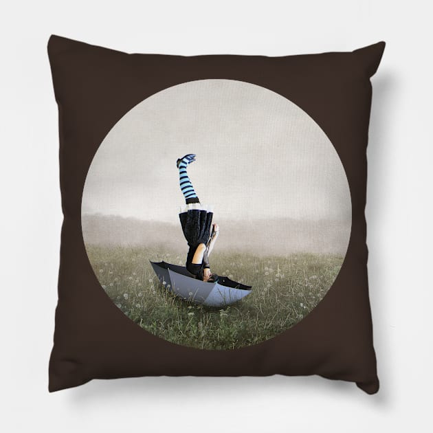 Umbrella melancholy Pillow by Richard George Davis