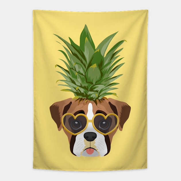 Pineapple Shirt & Gifts for Women, Kids, Boys, Teen Girls, Boxer Dog Lover Summer Tapestry by Happy Lime