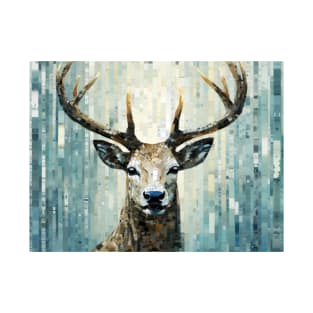 Stag Deer Animal Art Decor Paint Mosaic T-Shirt